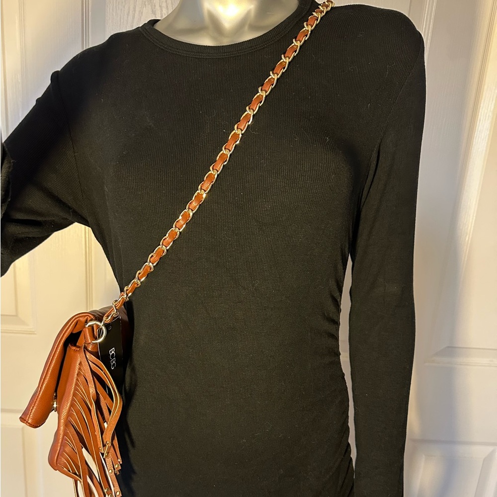 BCBG | Brown Fringe Deep Pocket Shoulder Bag NWT - Picture 6 of 7